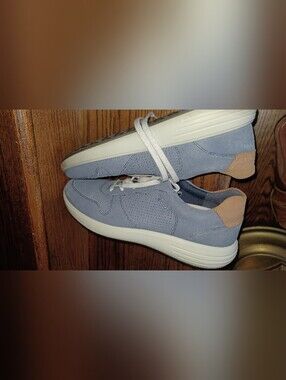 Ecco Light Blue Suede Ecco men's soft 7 Runner shoe LaceUp Mens 12